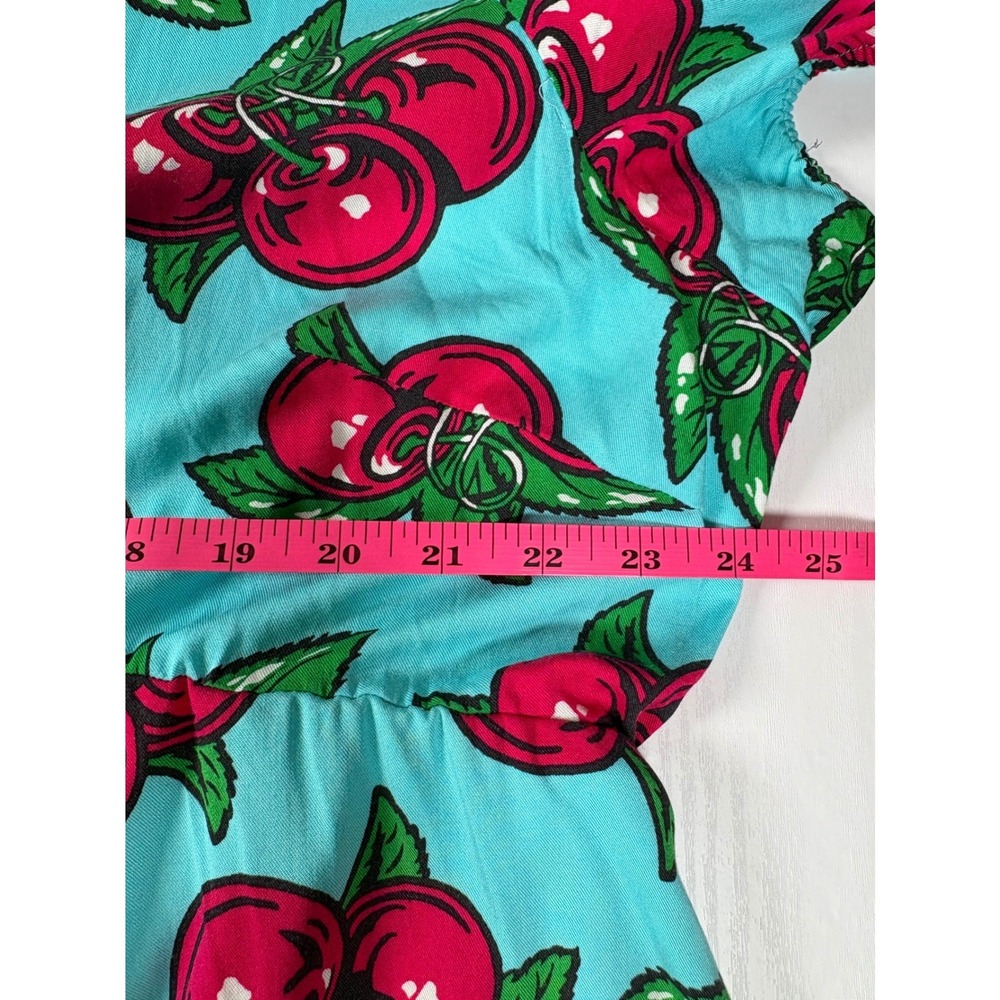 Torrid Betsey Johnson Blue Cherry Print Surplice Midi Dress Plus Size 24 Pockets - Picture 13 of 15